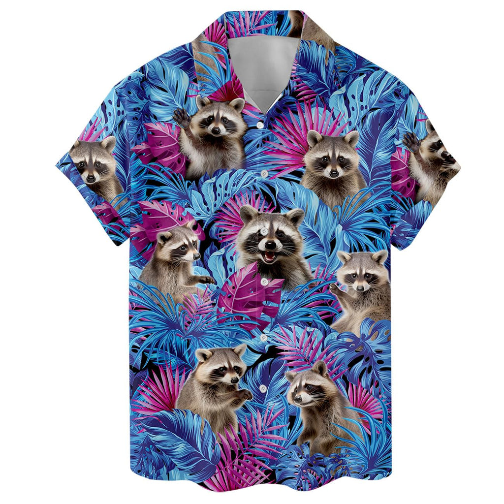 Hawaiian Raccoon Tropical Shirt Men Women, Button Down Shirt