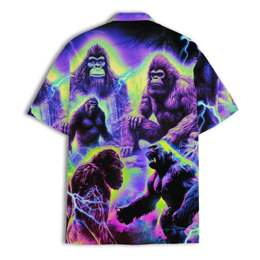 Electric Gorilla Shirt - Neon Thunderstorm Hawaiian Shirt for Men
