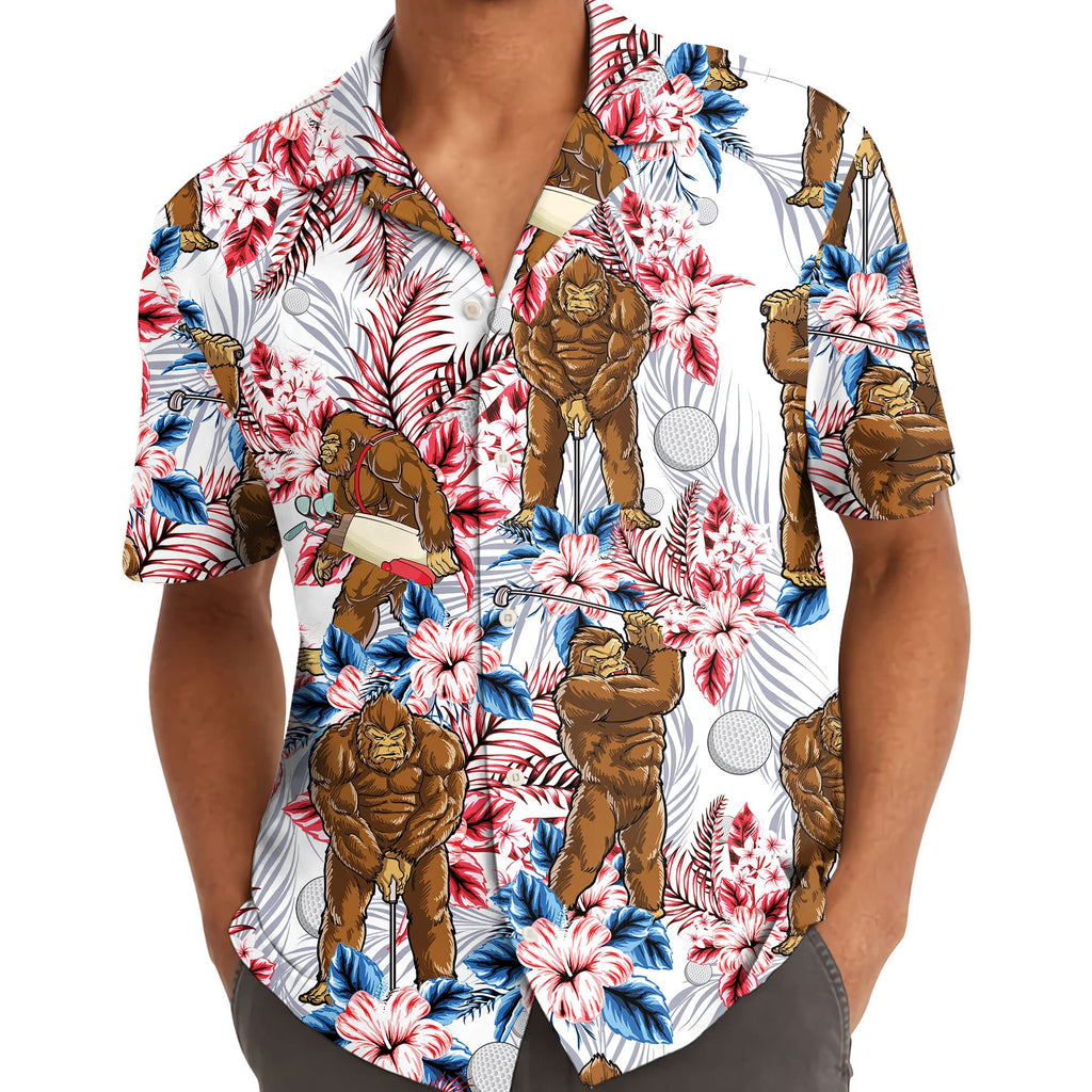 Gorilla Golf Hawaiian Shirt - Funny Big Ape Tropical Summer Shirt