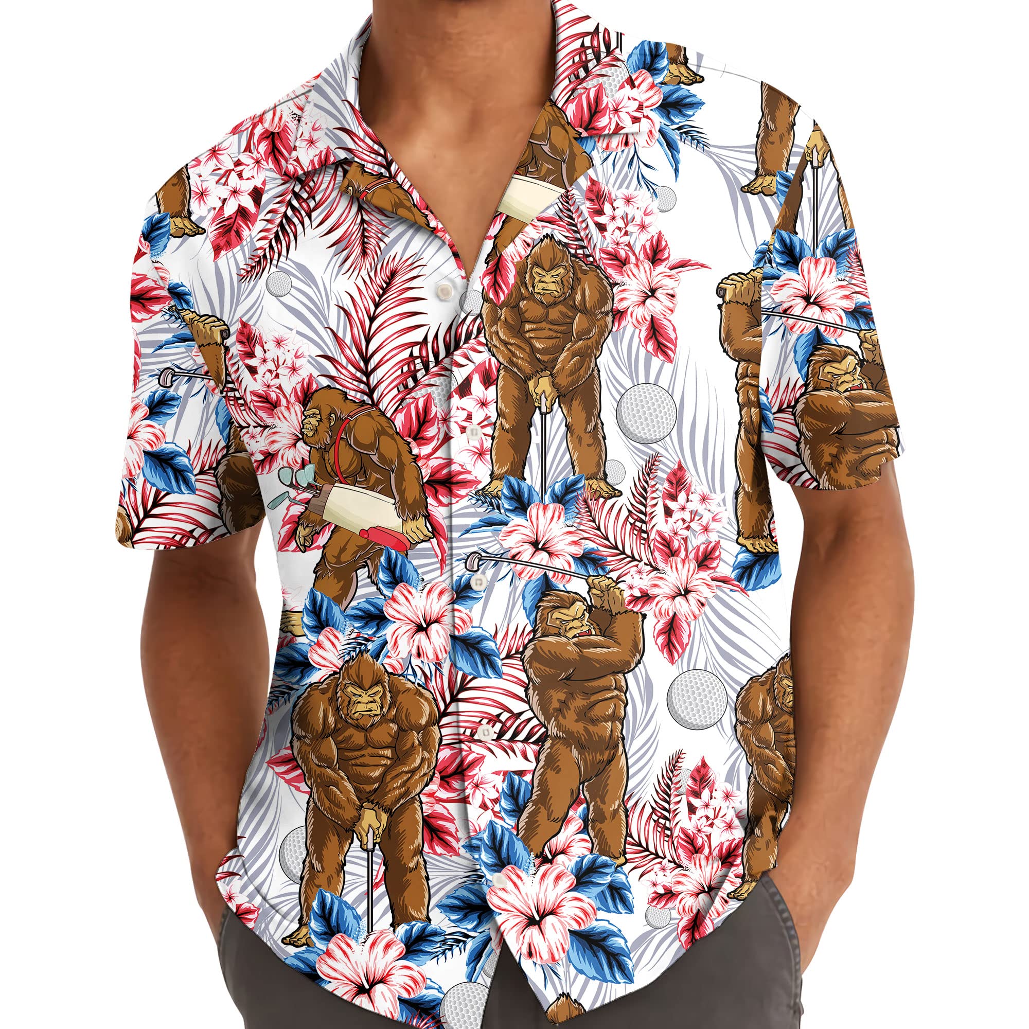 Gorilla Golf Hawaiian Shirt - Funny Big Ape Tropical Summer Shirt