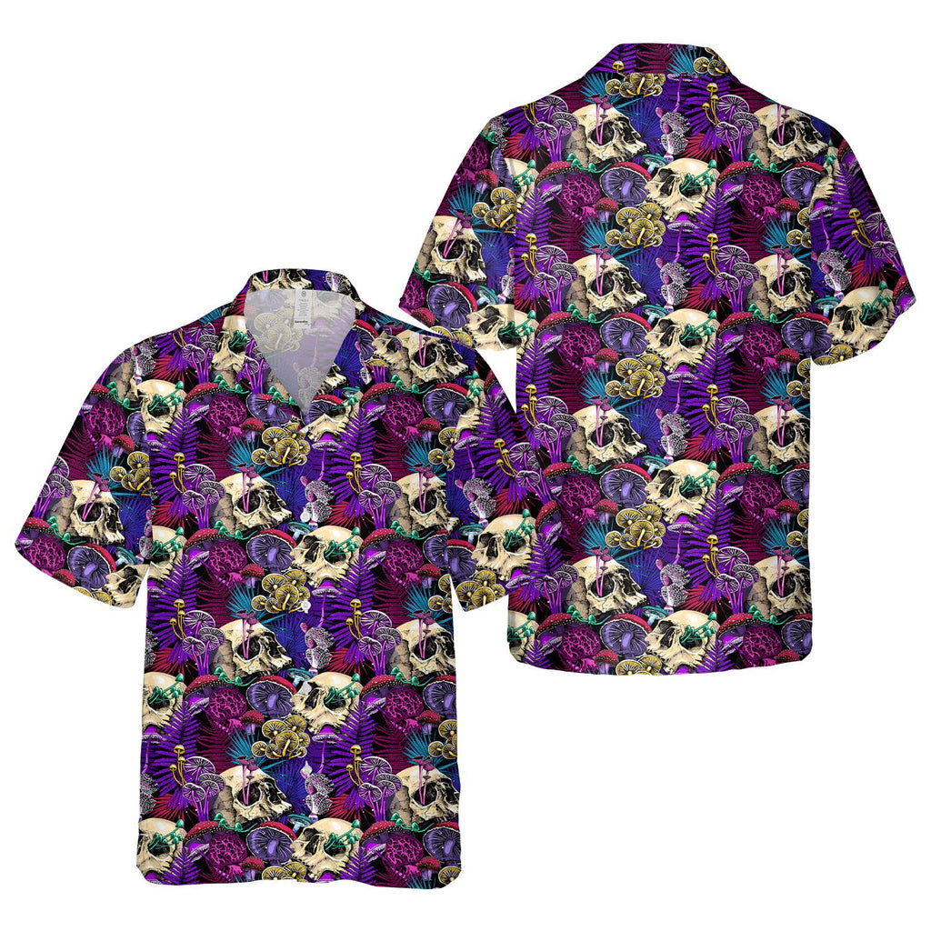 Skull & Mushroom Hawaiian Shirt - Dark Tropical Gothic Aloha Shirt for Men