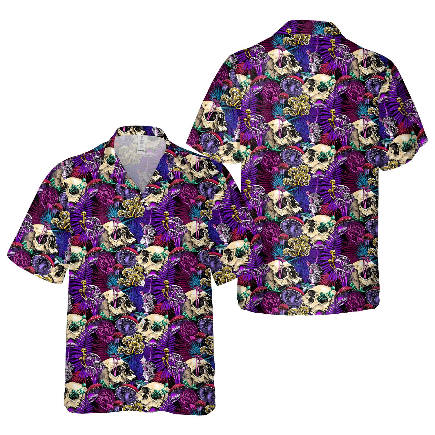 Skull & Mushroom Hawaiian Shirt - Dark Tropical Gothic Aloha Shirt for Men
