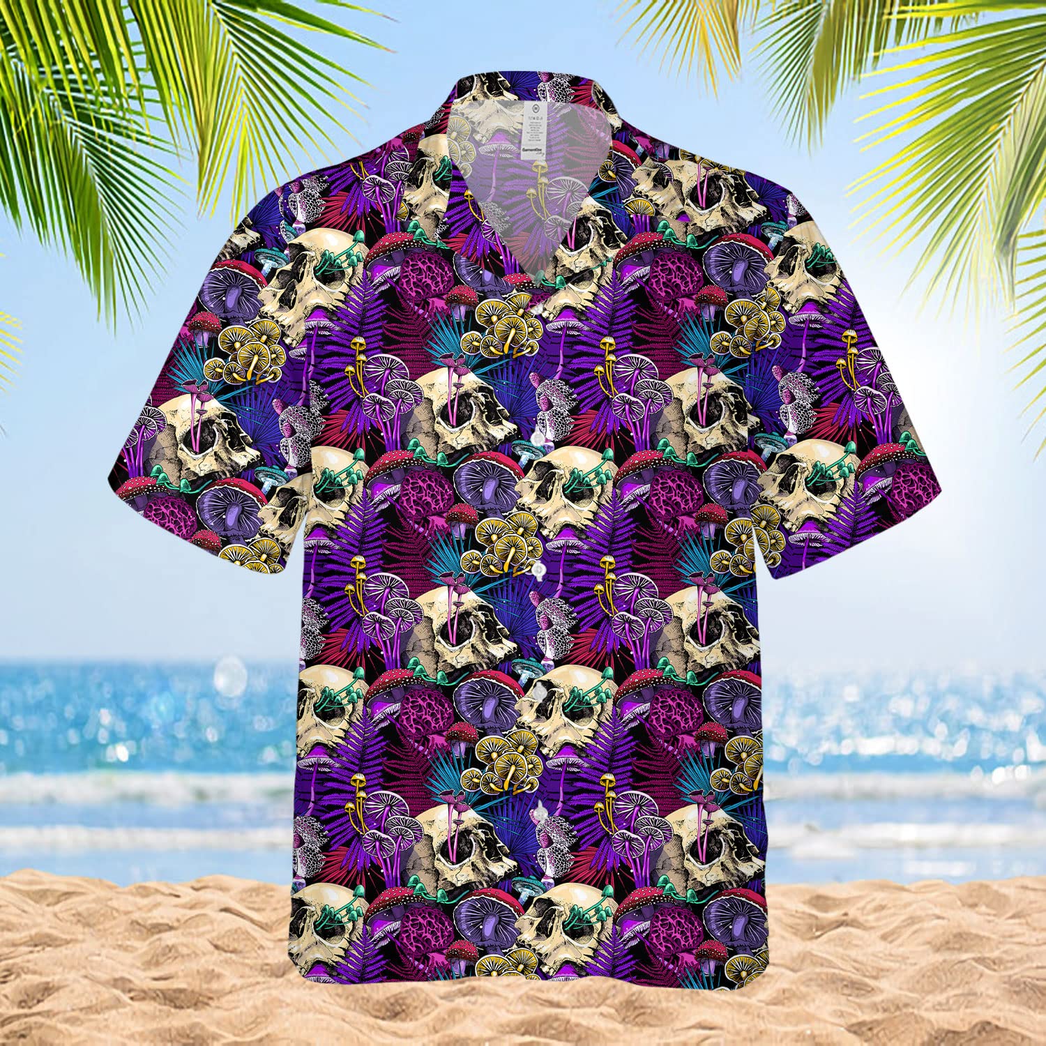 Skull & Mushroom Hawaiian Shirt - Dark Tropical Gothic Aloha Shirt for Men