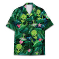 Alien Hawaiian Shirt - Funny UFO Aloha Shirt with Tropical Jungle & Peace Sign