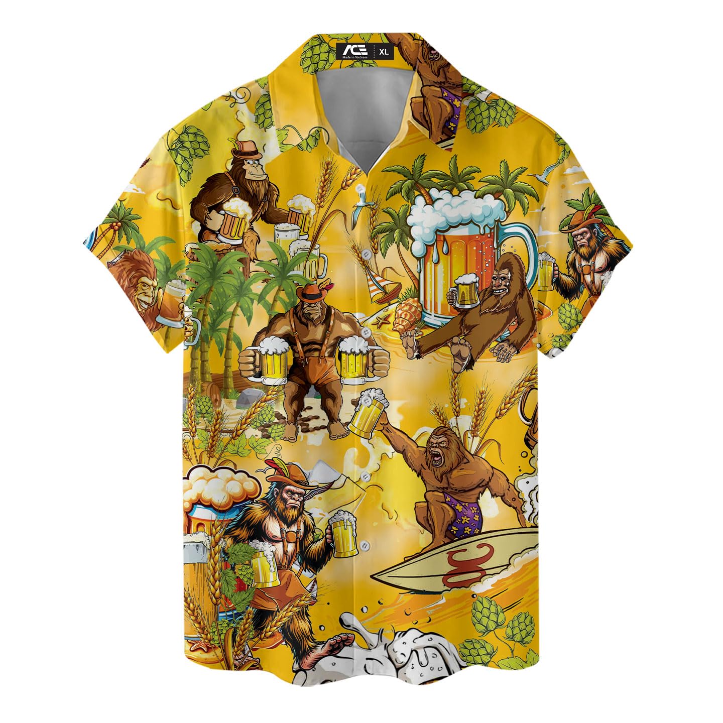 Bigfoot Beer Hawaiian Shirt - Funny Yellow Aloha for Beer Lovers