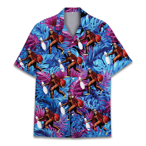 Bigfoot Bowling Hawaiian Shirt - Funny Sasquatch Tropical Style