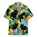 Black Cat Hawaiian Shirt - Tropical Pineapple & Floral Print Aloha Shirt