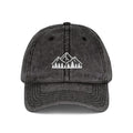 Mountain Forest Embroidered Dad Hat - Black Washed Nature Cap