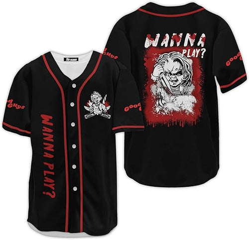 Chucky Wanna Play Baseball Jersey - Horror Good Guys Shirt