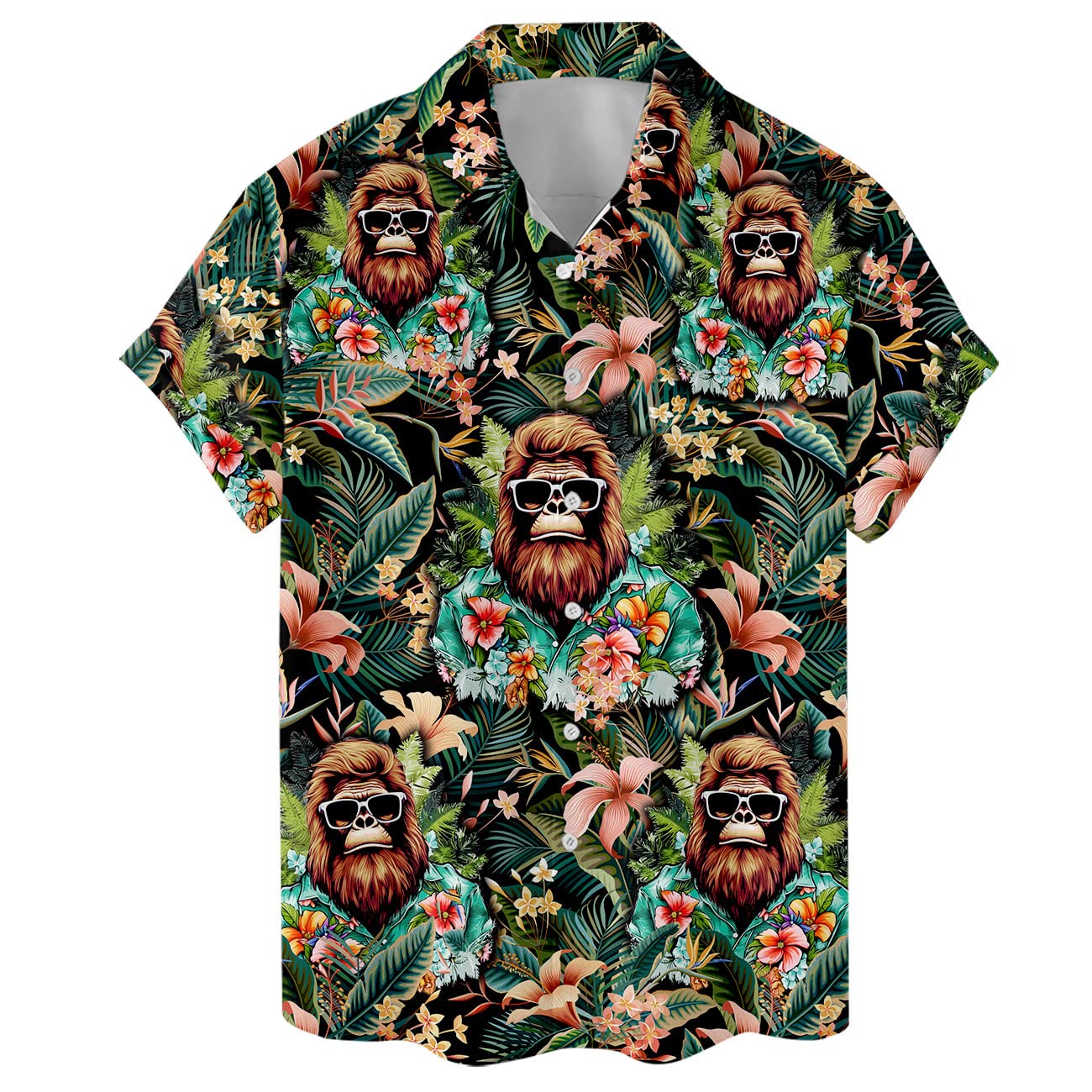 Cool Bigfoot Hawaiian Shirt - Funny Sasquatch Aloha Shirt with Sunglasses
