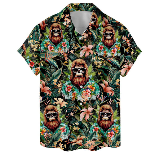 Cool Bigfoot Hawaiian Shirt - Funny Sasquatch Aloha Shirt with Sunglasses