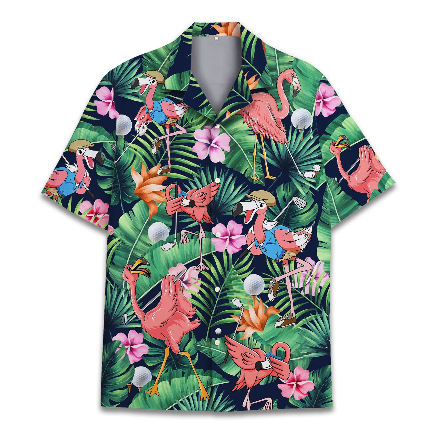 Flamingo Golf Hawaiian Shirt - Funny Tropical Bird Aloha Shirt for Golfers