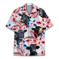 Funny Cow Hawaiian Shirt - Tropical Red & Blue Floral Print