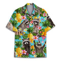 Funny Raccoon Hawaiian Shirt - Tropical Pineapple & Flower Print Aloha Shirt