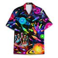 Galaxy Bowling Hawaiian Shirt - Cosmic Strikes & Neon Pins