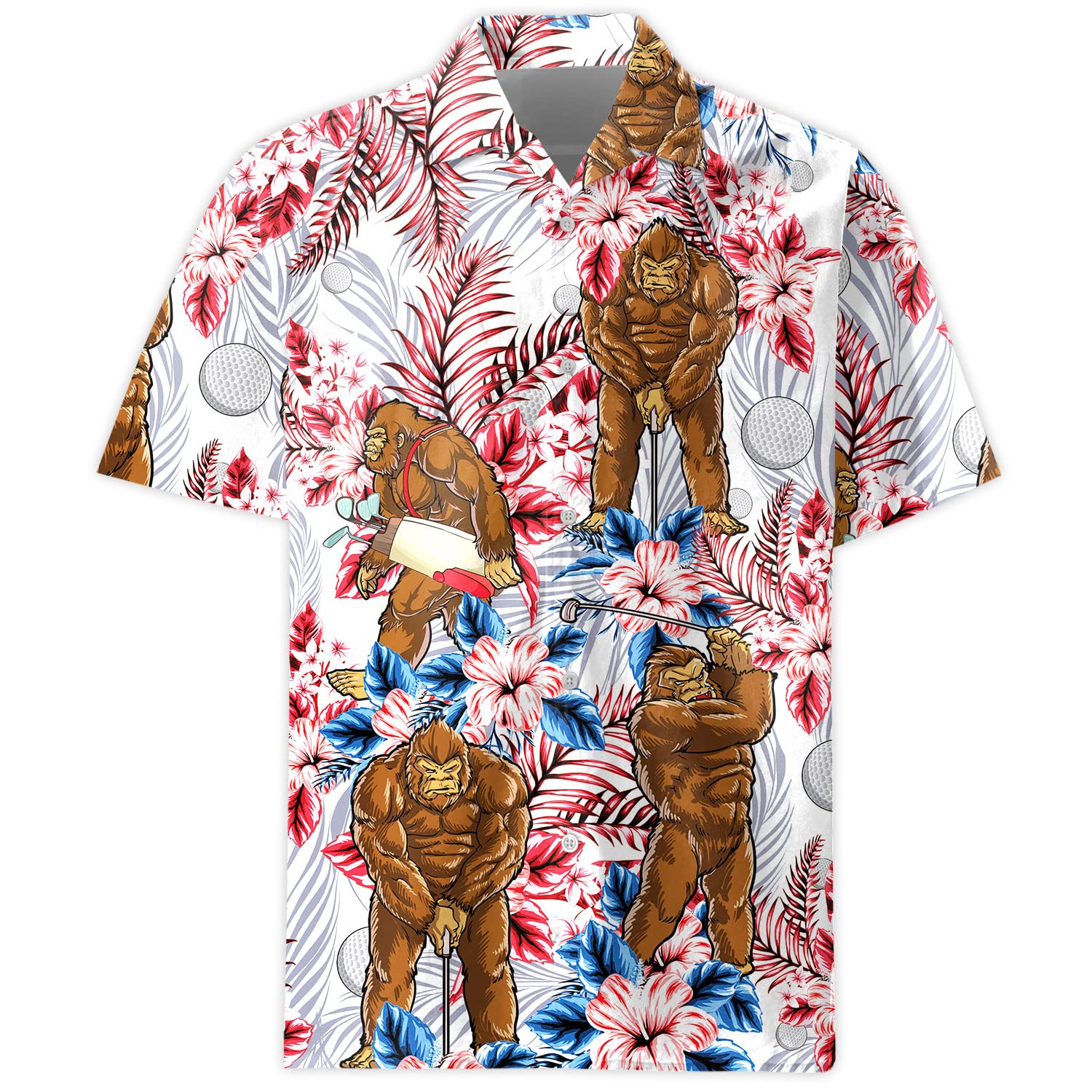 Gorilla Golf Hawaiian Shirt - Funny Big Ape Tropical Summer Shirt