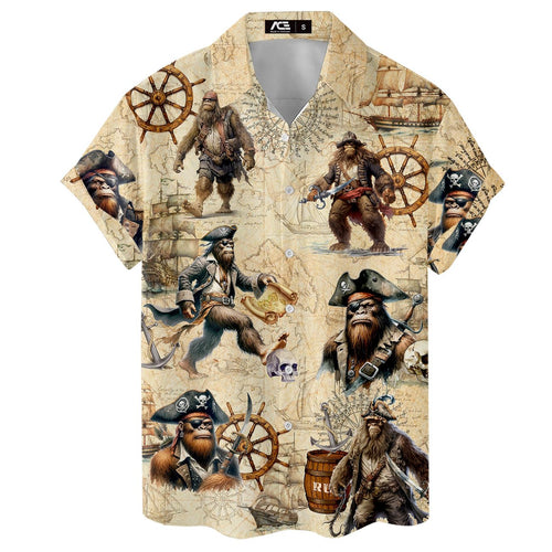 Bigfoot Gorilla Pirate Hawaiian Shirt - Funny Pirate Monkey Tropical Shirt