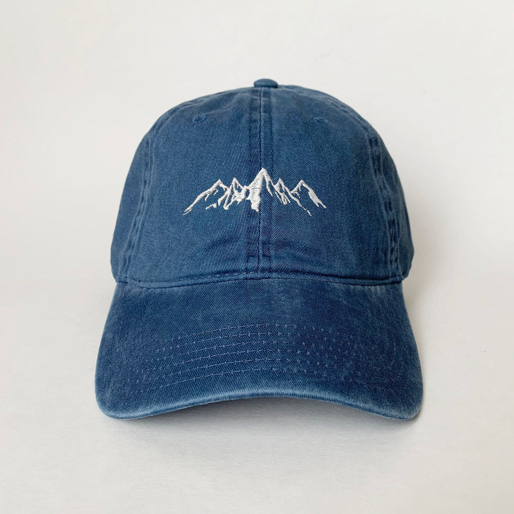 Minimal Mountain Embroidered Hat - Olive Green Outdoors Cap