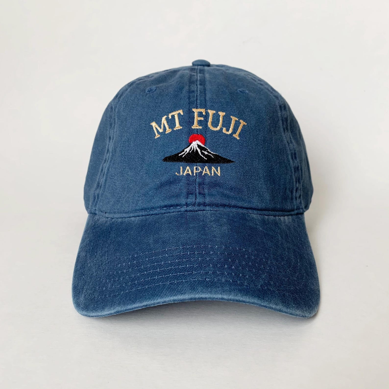 Mt Fuji Japan Embroidered Dad Hat - Washed Green Travel Souvenir Cap