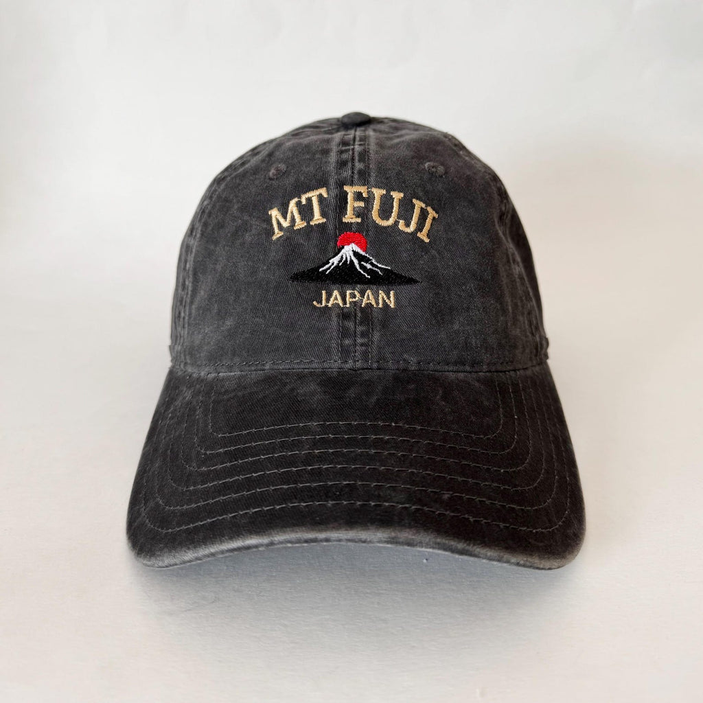 Mt Fuji Japan Embroidered Dad Hat - Washed Green Travel Souvenir Cap