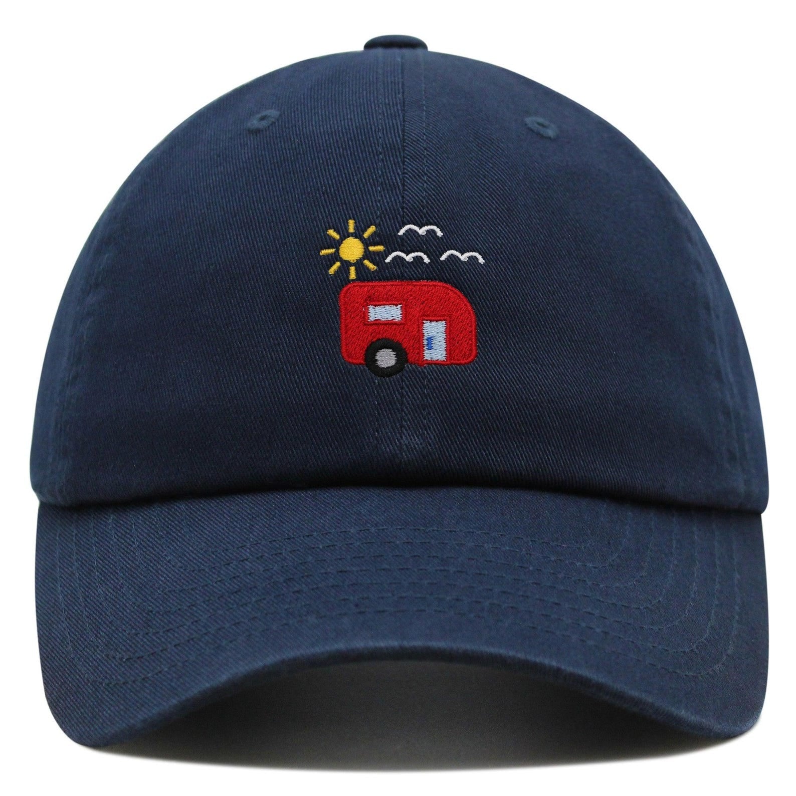 RV Camper Hat - Embroidered Red Trailer Dad Cap for Camping Lovers