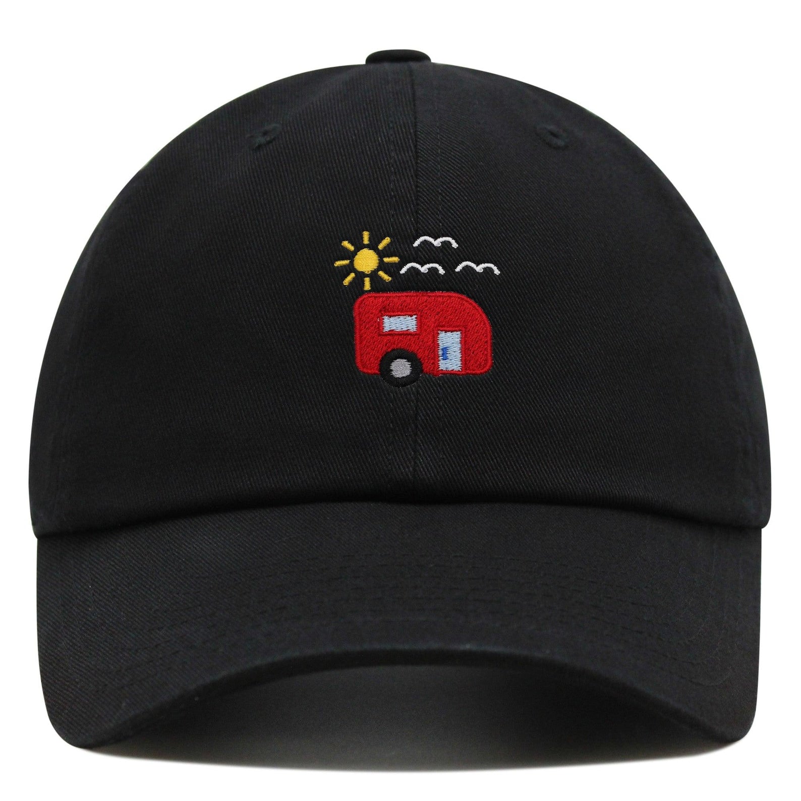RV Camper Hat - Embroidered Red Trailer Dad Cap for Camping Lovers
