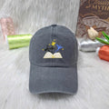 Magic Book Embroidered Hat - Fantasy Gray Washed Cap