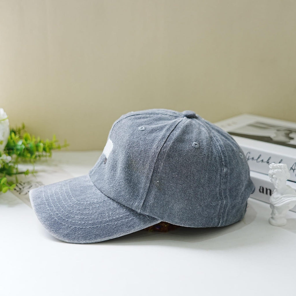 Minimal Sheep Embroidered Hat - Light Washed Blue Pasture Cap