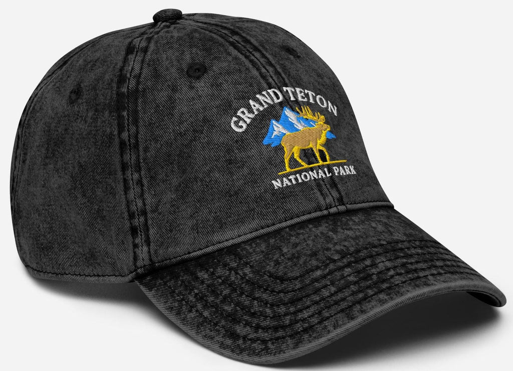 Grand Teton National Park Hat - Embroidered Elk & Mountain Dad Cap