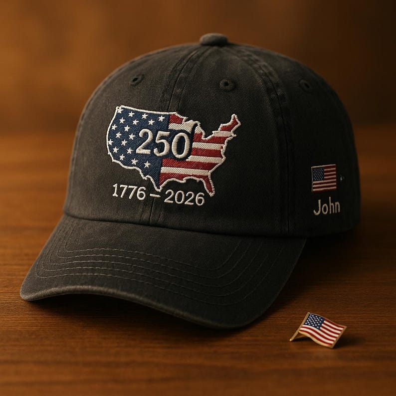 Custom USA Map Hat Patriotic 250th Anniversary 1776-2026 America Semiquincentennial Embroidered Baseball Cap Gift