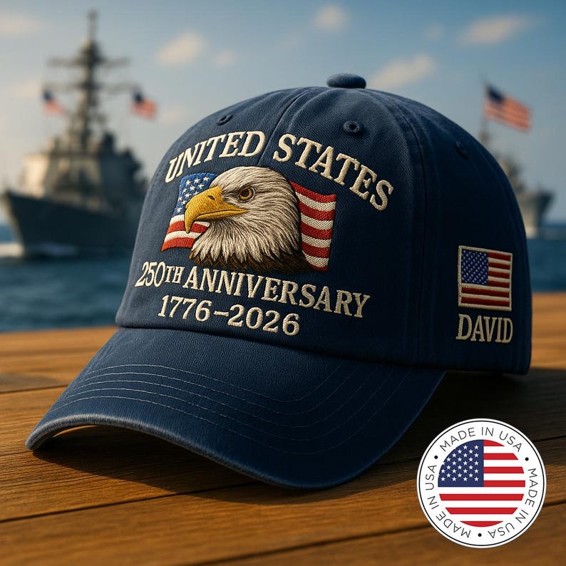 Custom Name United States 250th Anniversary Hat - Custom Embroidered Eagle USA Flag Cap 1776-2026, Patriotic Cotton Twill Dad Hat