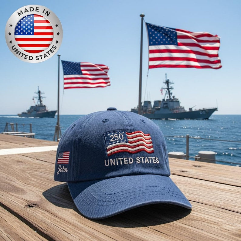 Custom Name United States 250th Anniversary Hat - 1776-2026 Patriotic Eagle Cap, Custom Embroidered USA Flag Veteran Gift Made in America