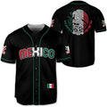 Mexico Baseball Jersey - Classic Black Shirt with Flag Patch & Green Trim