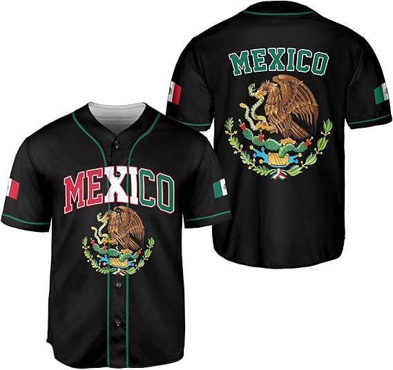 Mexico Baseball Jersey - Double-Sided Flag & Crest Shirt
