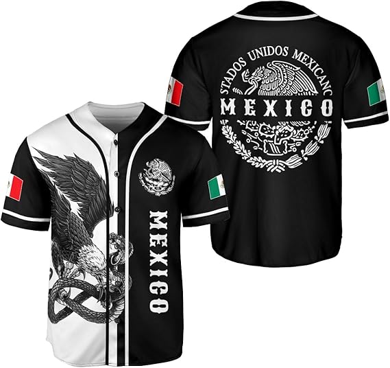 Mexico Baseball Jersey - Black and White Eagle Snake Shirt, Bold Heritage Design