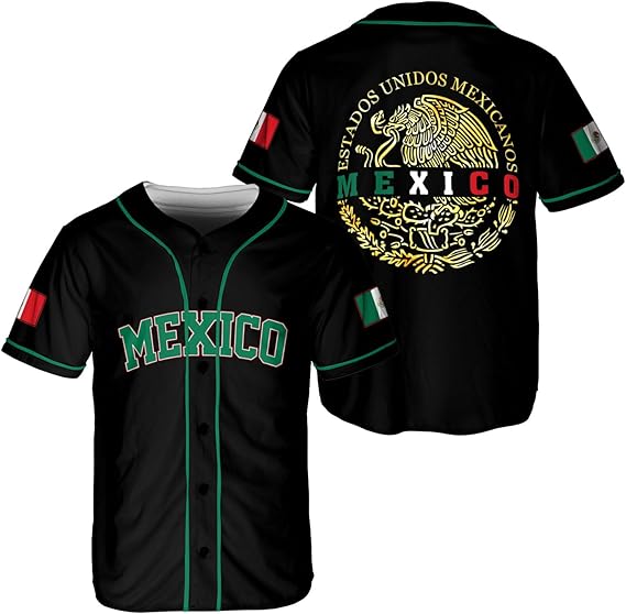 Mexico Eagle Baseball Jersey - Estados Unidos Mexicanos Gold Emblem Shirt