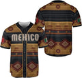 Mexico Tribal Baseball Jersey - Rustic Aztec Serape Pattern Shirt