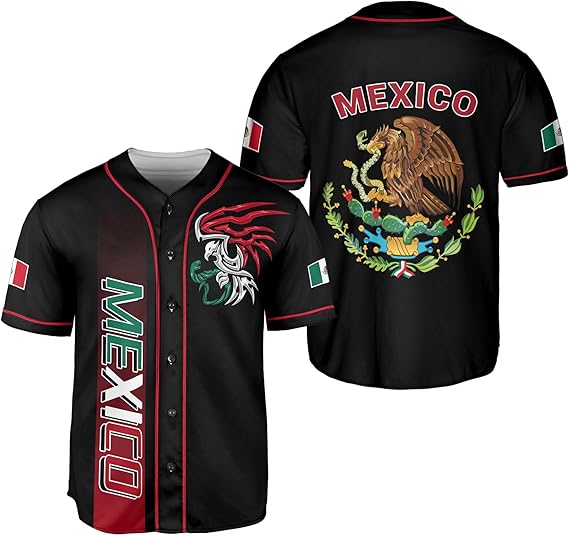 Mexico Baseball Jersey - Tribal Eagle & Flag Crest Sports Shirt