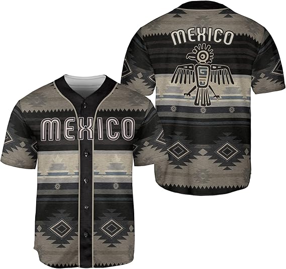 Mexico Thunderbird Baseball Jersey - Tribal Aztec Pattern Shirt