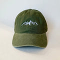 Minimal Mountain Embroidered Hat - Olive Green Outdoors Cap