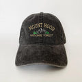Mount Hood National Forest Hat - Embroidered Washed Black Cap