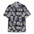 Navy Tiki Hawaiian Shirt - Tribal Mask Aloha Print Shirt for Men