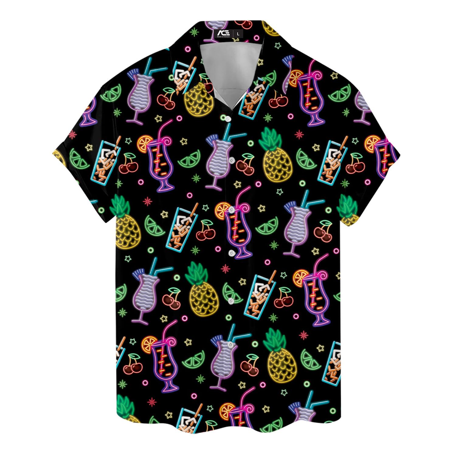 Neon Cocktail Hawaiian Shirt - Tropical Bar Drink Aloha Shirt
