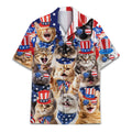Patriotic Cats Hawaiian Shirt - Funny 4th of July Cat Party Shirt for Men & Women