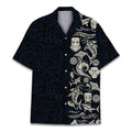 Polynesian Tribal Hawaiian Shirt - Black & Ivory Tiki Island Print