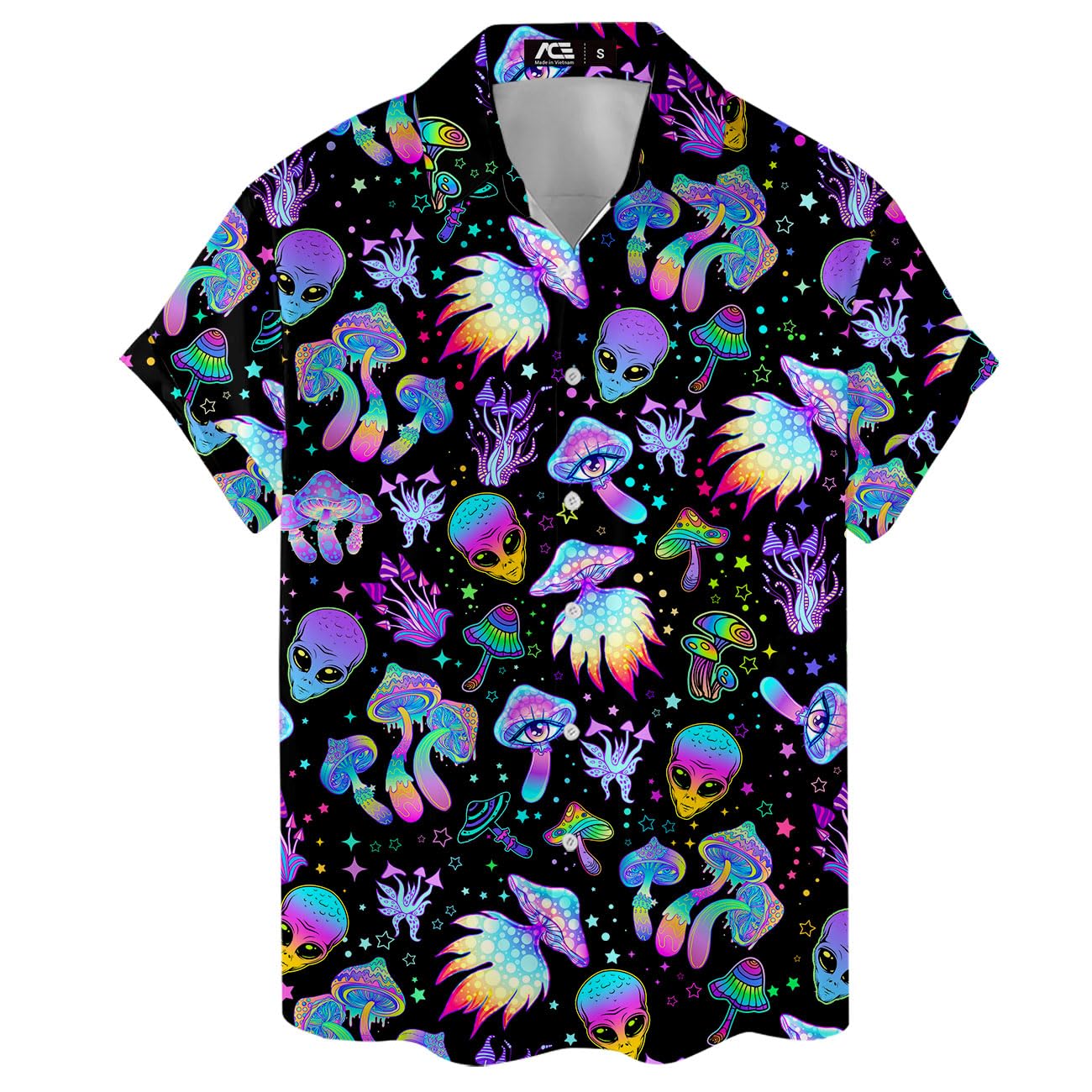 Psychedelic Alien Mushroom Hawaiian Shirt - Trippy Spacecore Style