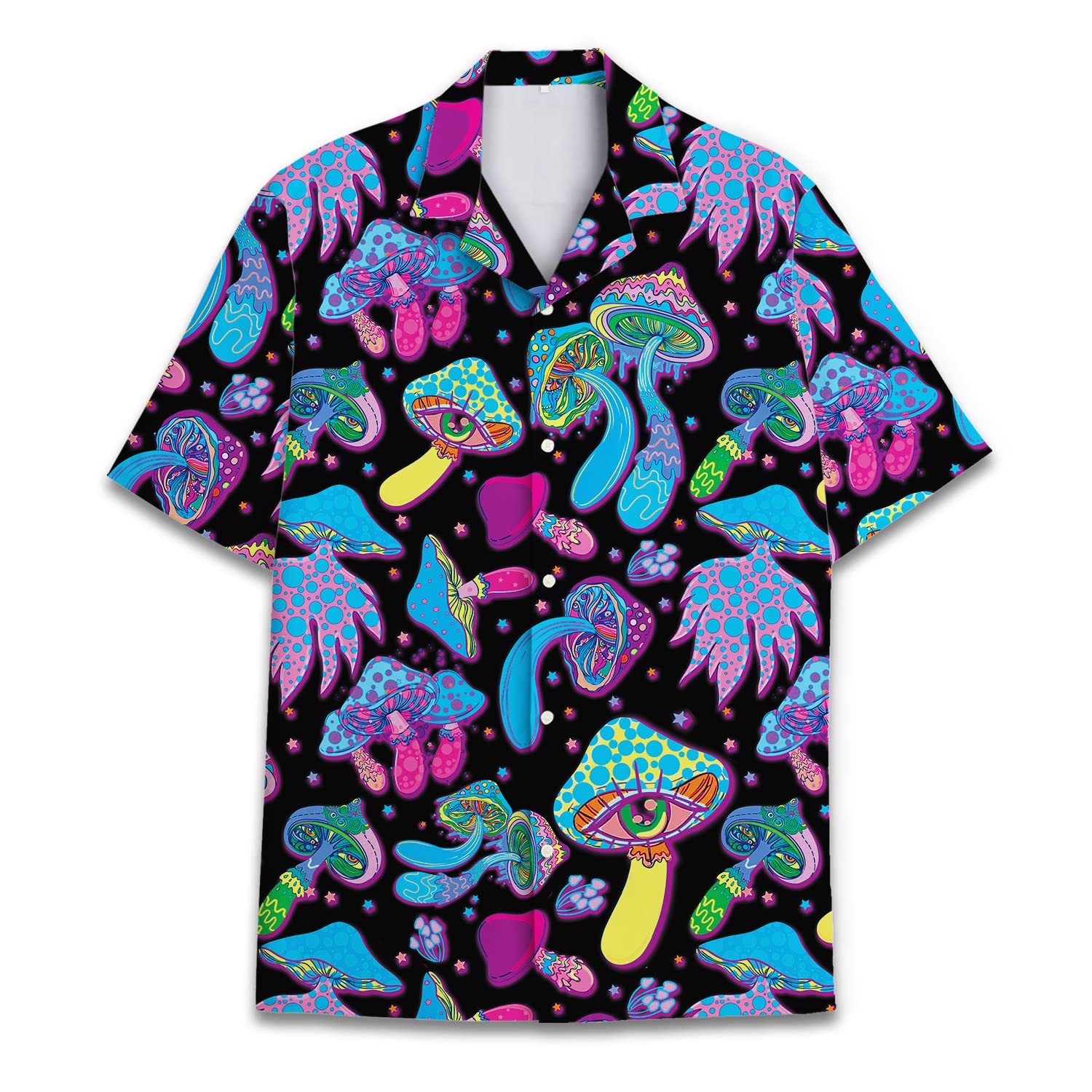Psychedelic Mushroom Hawaiian Shirt - Trippy Neon Aloha Shirt for Festivals