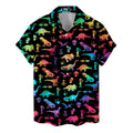 Rainbow Dinosaur Alien Hawaiian Shirt - Neon Galaxy Party Vibes