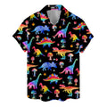 Rainbow Dinosaur Mushroom Hawaiian Shirt - Trippy Dino Aloha Shirt for Summer Fun