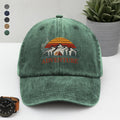 Seek Adventure Embroidered Hat - Mountain Sunset Green Cap